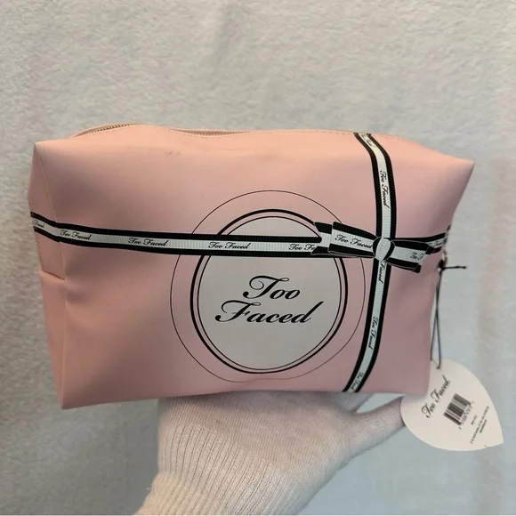 Too Faced Pink Cosmetic Case with Bow Design 9” x 6” x 4” - Picture 3 of 7